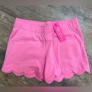 Lilly Pulizer Scalloped Leva Knit Shirt Elastic Cotton Shorts M Pink NEW Women’s